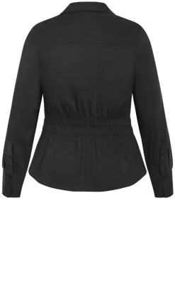Shirred Waist Shirt - black