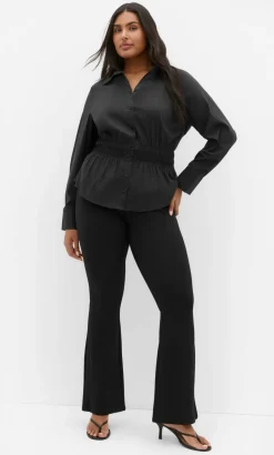Shirred Waist Shirt - black