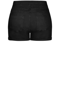 Short Hi Waist Denim Short - black