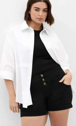Short Hi Waist Denim Short - black
