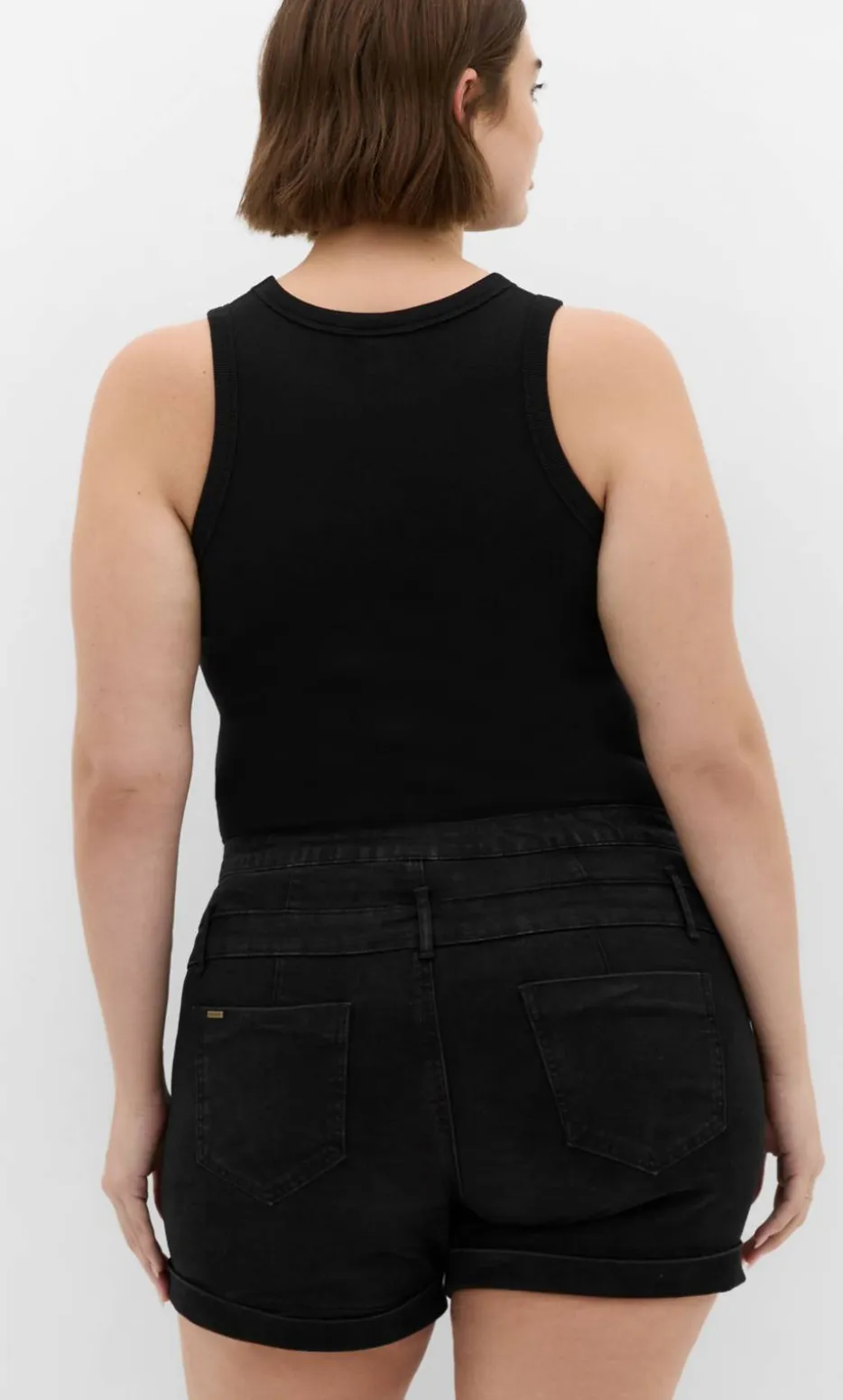 Short Hi Waist Denim Short - black