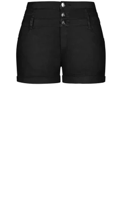 Short Hi Waist Denim Short - black