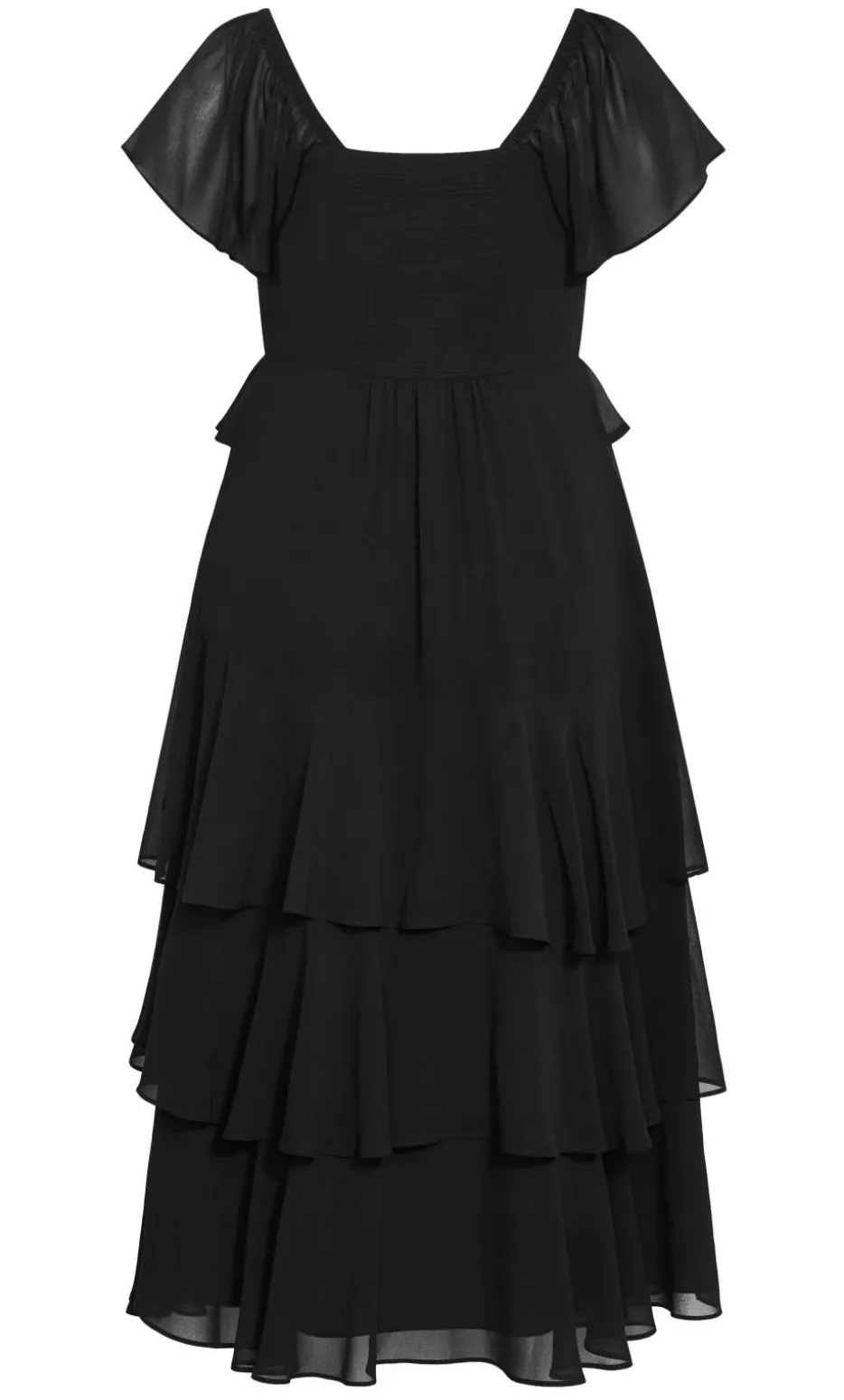 Sienna Ruffle Tier Maxi Dress - black