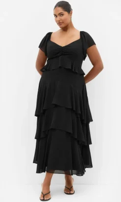 Sienna Ruffle Tier Maxi Dress - black