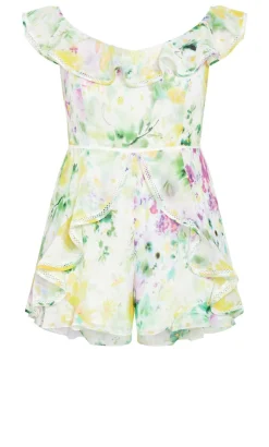 Skai Spring Print Playsuit - light lime