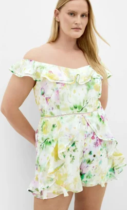 Skai Spring Print Playsuit - light lime