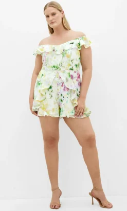 Skai Spring Print Playsuit - light lime