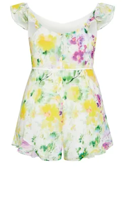Skai Spring Print Playsuit - light lime