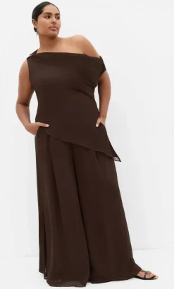 Skyla Off Shoulder Top - chocolate