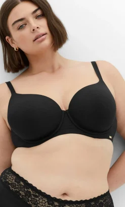 Smooth & Chic Cotton T-Shirt Bra - black
