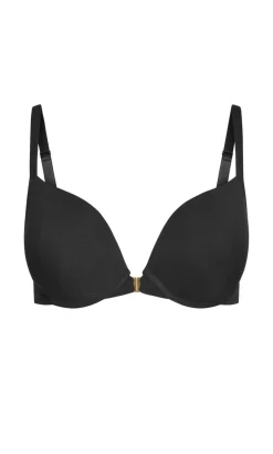 Smooth & Chic Front Close Cotton Push Up Bra - black