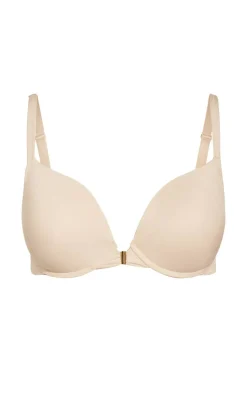 Smooth & Chic Front Close Cotton Push Up Bra - latte