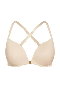 Smooth & Chic Front Close Cotton Push Up Bra - latte