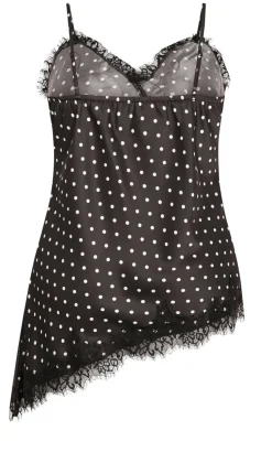 Spot Lace Trim Cami - dark chocolate