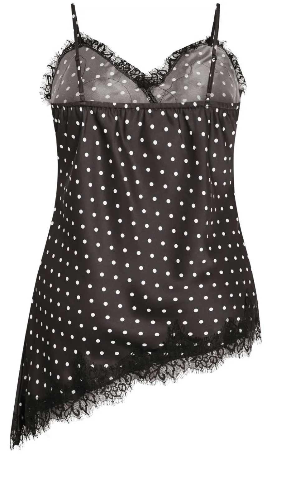 Spot Lace Trim Cami - dark chocolate