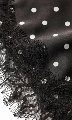 Spot Lace Trim Cami - dark chocolate