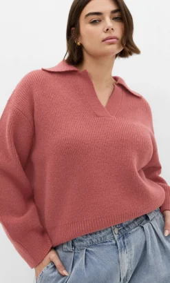 Star Alley Collared Jumper - rose