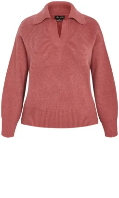 Star Alley Collared Jumper - rose
