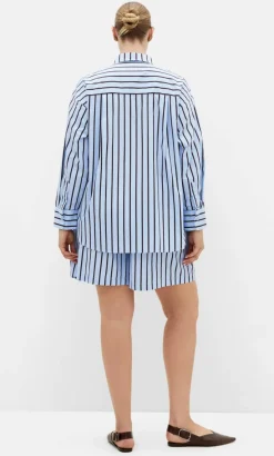 Stassi Stripe Cotton Shirt - baby blue