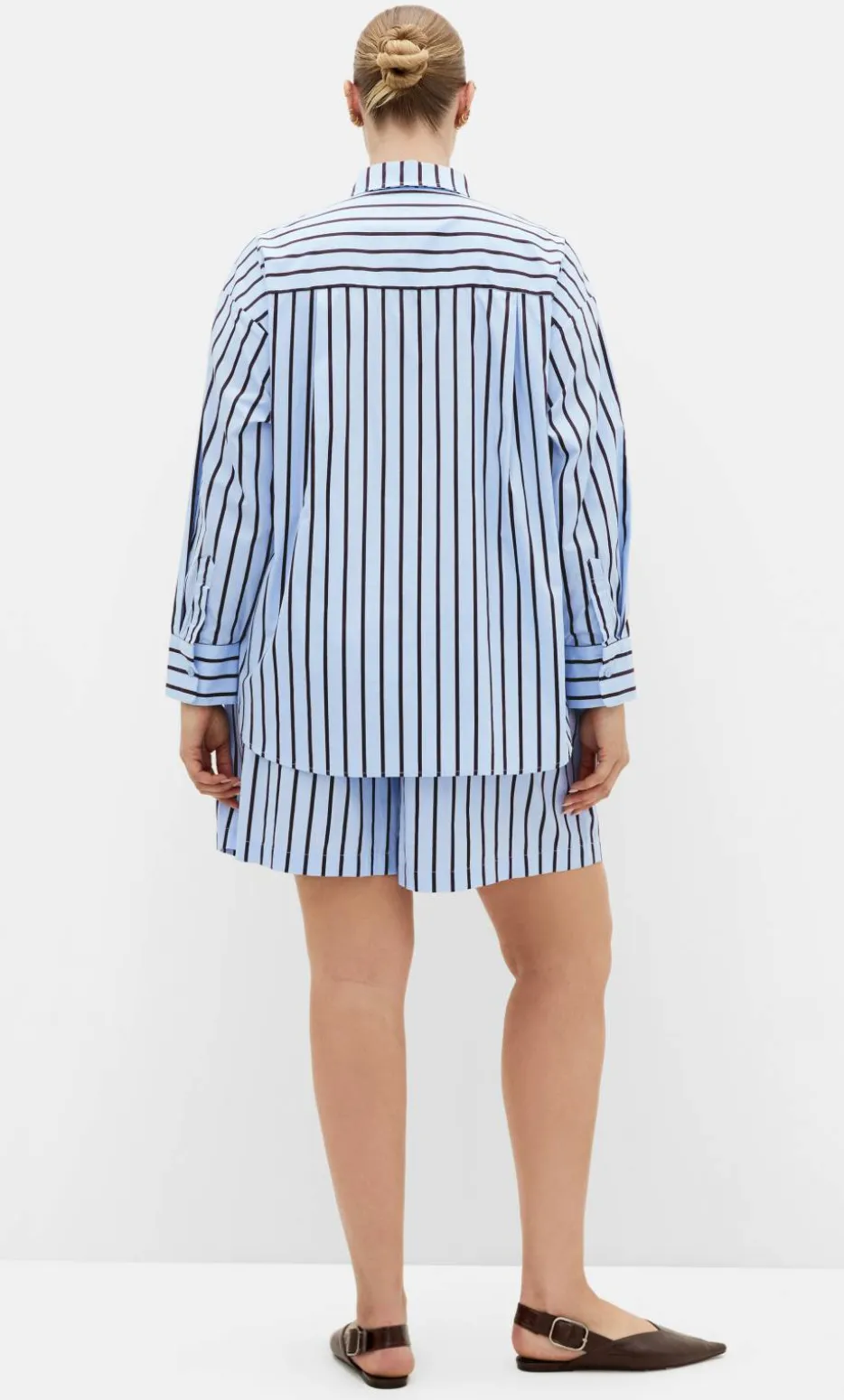 Stassi Stripe Cotton Shirt - baby blue