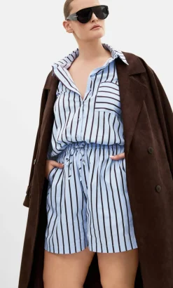 Stassi Stripe Cotton Short - baby blue