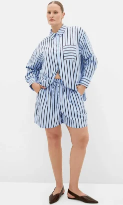 Stassi Stripe Cotton Short - baby blue