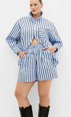 Stassi Stripe Cotton Short - baby blue