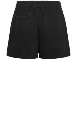 Stretch Waist Denim Short - black