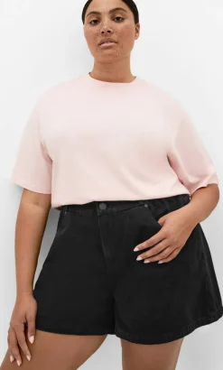 Stretch Waist Denim Short - black
