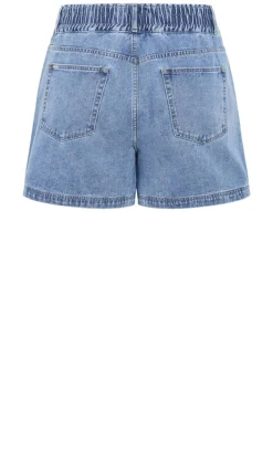 Stretch Waist Denim Short - mid wash