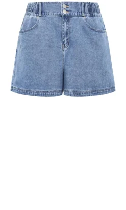 Stretch Waist Denim Short - mid wash