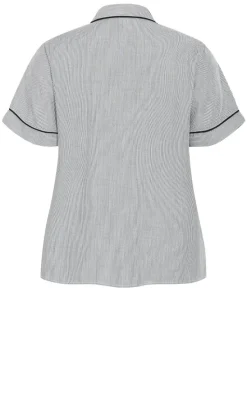 Stripe Cotton Pyjama Shirt - charcoal
