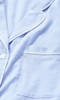 Stripe Cotton Pyjama Shirt - sky blue