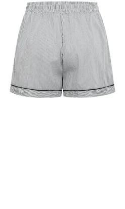 Stripe Cotton Pyjama Short - charcoal
