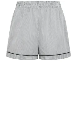 Stripe Cotton Pyjama Short - charcoal