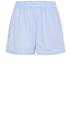 Stripe Cotton Pyjama Short - sky blue