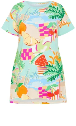 Summer Love Print Sleep Shirt - mint