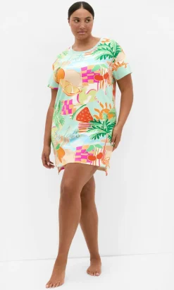 Summer Love Print Sleep Shirt - mint