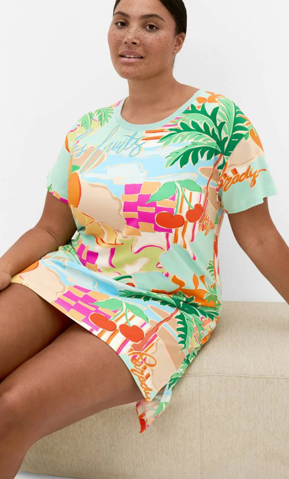 Summer Love Print Sleep Shirt - mint