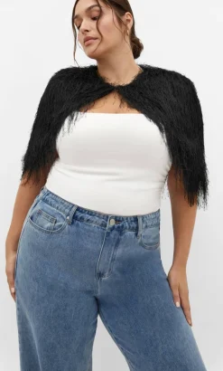 Susie Fringe Capelet - black