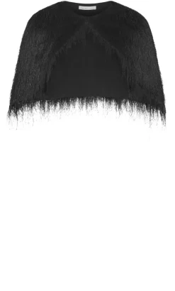 Susie Fringe Capelet - black