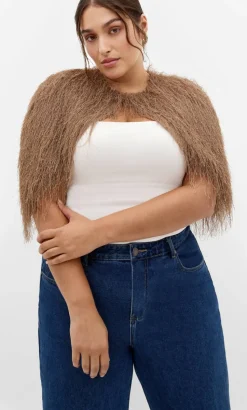 Susie Fringe Capelet - latte
