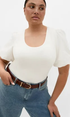 Tani Balloon Sleeve Top - white