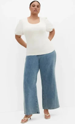 Tani Balloon Sleeve Top - white