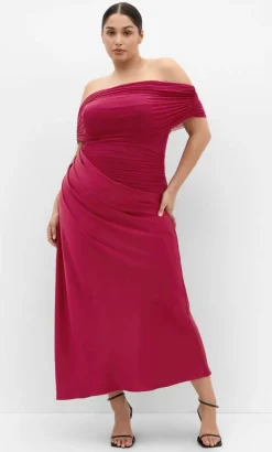 Tati Off Shoulder Maxi Dress - raspberry