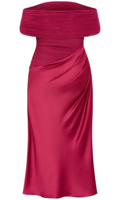 Tati Off Shoulder Maxi Dress - raspberry