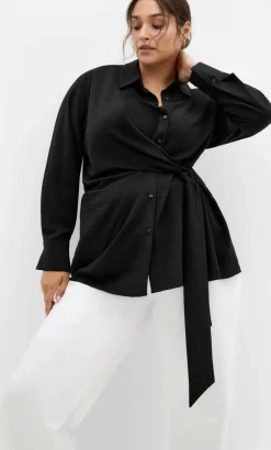 Telia Side Tie Shirt - black