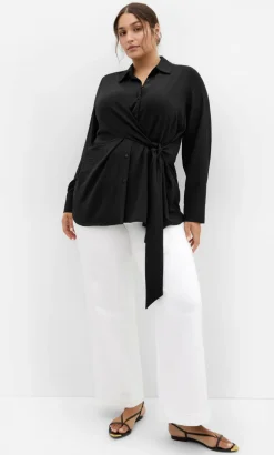 Telia Side Tie Shirt - black