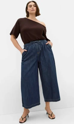 Tiana Cotton Denim Crop Pant - dark wash