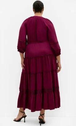 Tiana Tier Maxi Dress - berry